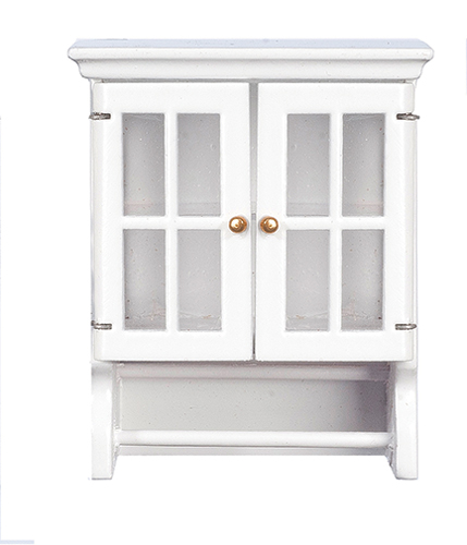 Towel Cabinet with Bar, White